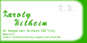 karoly wilheim business card